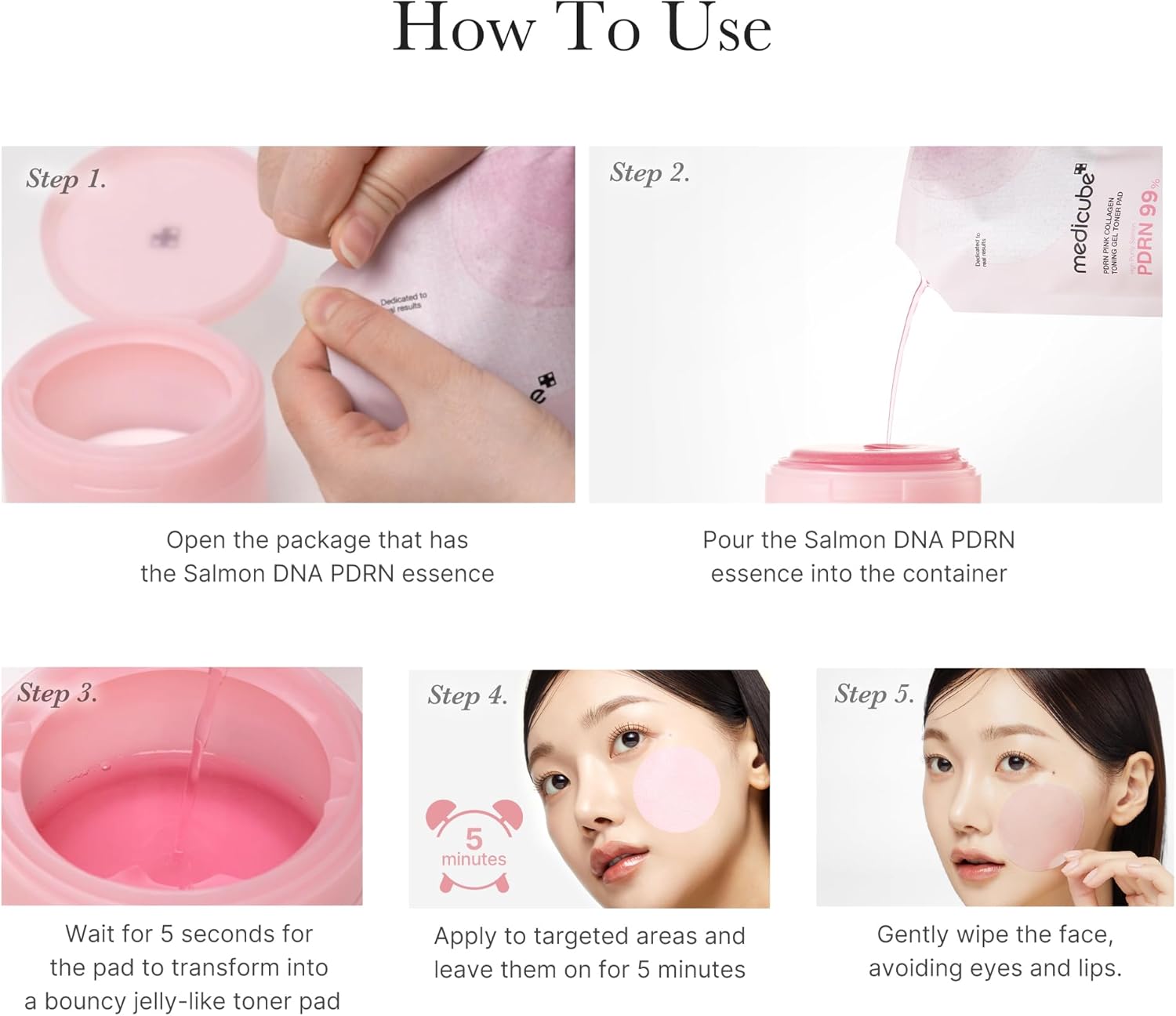 PDRN Pink Collagen Toning Gel Toner Pad - Зображення 5
